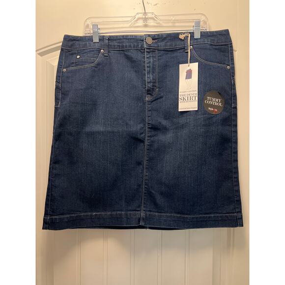 NWT Style & Co Women’s Contoured Waist Tummy Control Denim Skirt Size 16 Blue - Picture 1 of 6